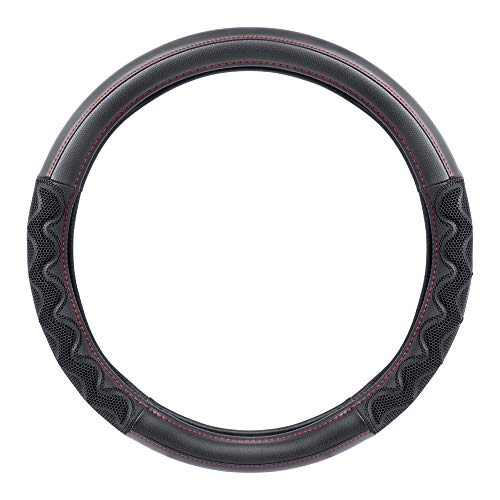 Image of Motor Trend MaxGrip Black Steering Wheel Cover, Standard 15 inch Size, Advanced Breathable Traction Grip, Car Steering Wheel Cover for Truck Van SUV Auto