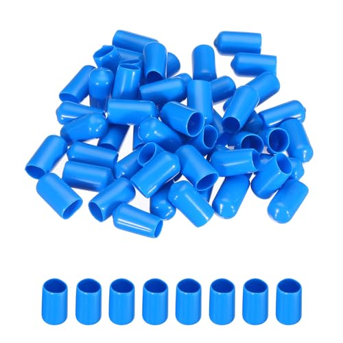 Image of MECCANIXITY 50pcs 10mm(3 /8 inch) Rubber End Caps Cover PVC Vinyl Screw Thread Protector Round Wire Shelf Caps for Screw Bolt Pipe Fence Post, Light Blue