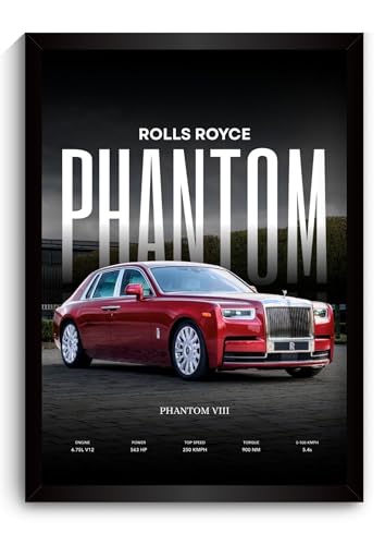Image of Rolls Royce Phantom Poster | Framed Poster of Rolls Royce Car A4 Sized (31 x 23 cm) for Wall, Gift for Boys, Car Posters | Supercar Luxury Frames Hanging, Room Decor, Gifting | RR Phantom (F 173)