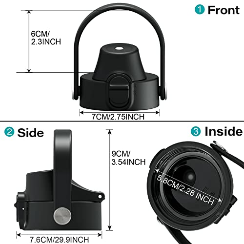 Syacot Auto Spout Lid For Wide Mouth Sport Water Bottles, Replacement Lid Compatible With Hydroflask Wide Mouth 12 18, 32, 40, 64Oz, Chug Lid With Flexible Handle, High Flow Nozzle #TOP2