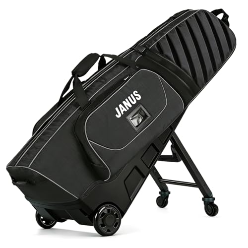 Janus Golf Travel Bag With Wheels For Airlines, 360° Spinner Golf Travel Case With Collapsible Support Legs System, Reinforced Hard Base Golf Club Travel Bag, Airline-Ready Golf Travel Cover