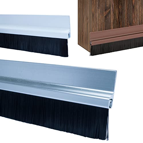 PRIOstahl Türdichtung Türbürste Abdeckleisten Bürstendichtung Dichtung - 1 x Türdichtung aus Aluminium 1 Meter Leiste Selbstklebend Bürste Zimmertürdichtung Durchzugstopper Zugluftstopper für Türen