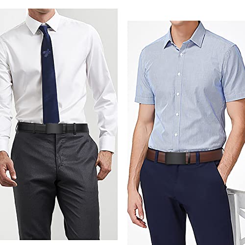 SENDEFN 2 Pack Ratchet Belt Men, Men Leather Belts in Gift Set Box for Dress Casual, Size Adjustable Trim to Fit