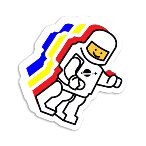 Brick Man Astronauta Retro Arco-íris Espaço Adesivo Decalque Notebook Carro