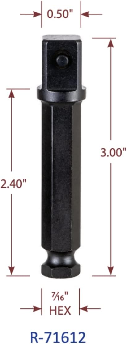 Impact Rated 2-in-1 Socket with Adapter - 12-Point Deep Socket Multi Function 3/4" and 9/16" With 1/2" Square Extension, 7/16" Hex Size Impact Rated Adapter