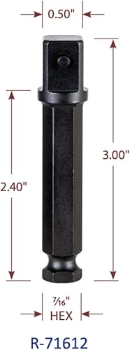 Miniatura 5 de Rauckman Utility Product Impact Adapter - Extensión cuadrada de 12 pulgada, tamaño hexagonal de 716 pulgadas, para tomas de impacto y juegos de