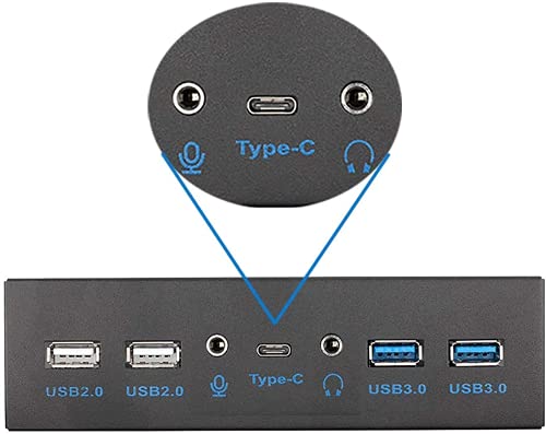 Hima Usb3.0 Front Panel Hub, Optical Drive 5.25'' Panel Computer Expansion Board, 7 Ports Support Type-C, Usb 3.0, Usb 2.0, Microphone Input And Audio Output Ports Support Sata Hard Drive Chassis Diy #TOP2