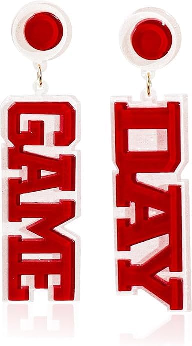 Acrylic Game Day Earrings Colorful Game Day Letter Drop Dangle Earring Football Team Fan Sports Favors Cheerleader Accessories Jewelry Gifts-A