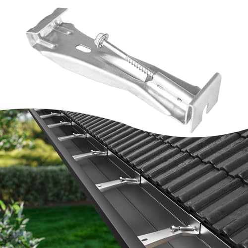 Benfar 25Pack 5 Inch Gutter Hangers with Pre-Inserted Screw Hidden K-Style Aluminum Gutter Brackets Heavy Duty Rain Hangers Rust Resistant for Repairing Sagging BR05
