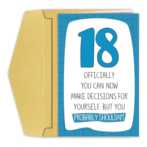 Goroar 18th Birthday Card for Him Her, Birthday Card from Dad Mom, 18 Years Old Birthday Card for Son Daughter Teenager, Funny Bday Card Gift for Friend