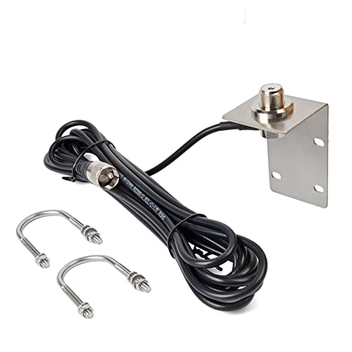HYSHIKRA VHF Boot Antenne, 156-163Mhz Marine Peitsche mit 5M/16.4ft RG58 Koaxialkabel und L Form Fender Halterung für Marine Schiff Yacht Mobile Radio