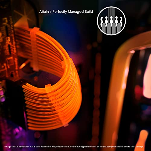 Image of LINKUP - PCI-E 8 (6+2) P GPU PSU Power Supply Braided Sleeved Custom Mod PC Extension Cable w /Combs┃Strong & Stiff Design┃Single Pack┃30CM 300MM - Orange