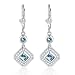 Sterling Silver Square Emerald Cut Genuine London Blue Topaz & White Topaz Leverback Drop Earrings (1 CT.T.W)