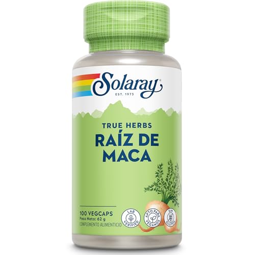 Suplemento de raíz de maca – 100 cápsulas veganas – Extracto de raíz de maca peruana de alta resistencia – verificado en laboratorio Solaray