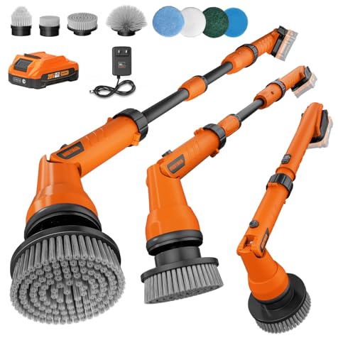 Alloyman 1200RPM Electric Scrubber for Floors,Walls - Replaceable Battery Design for Outdoor Garden, Patio Cleaning Stubborn Stains,Yellow/Black