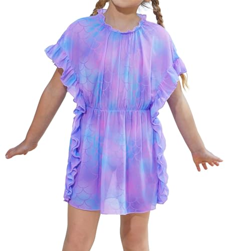 GRACE KARIN Traje de baño para niña, informal, con mangas dolman, cintura elástica, malla, morado, 12 años