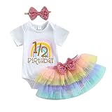 Frietlebird Baby Girl Half Birthday Outfit 1/2 Birthday Outfit Girl Letter Rainbow Romper Onesie Mes