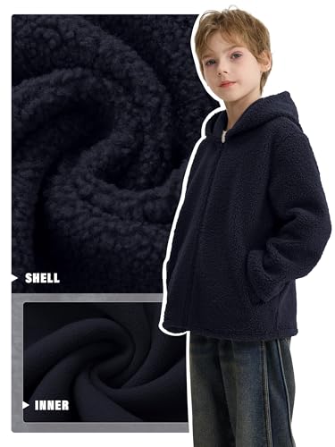 Boys and Toddlers' Polar Fleece Full-Zip Hooded Jacket with Pockets Warm Winter Fall Fleece Lined Outerwear for Kids2