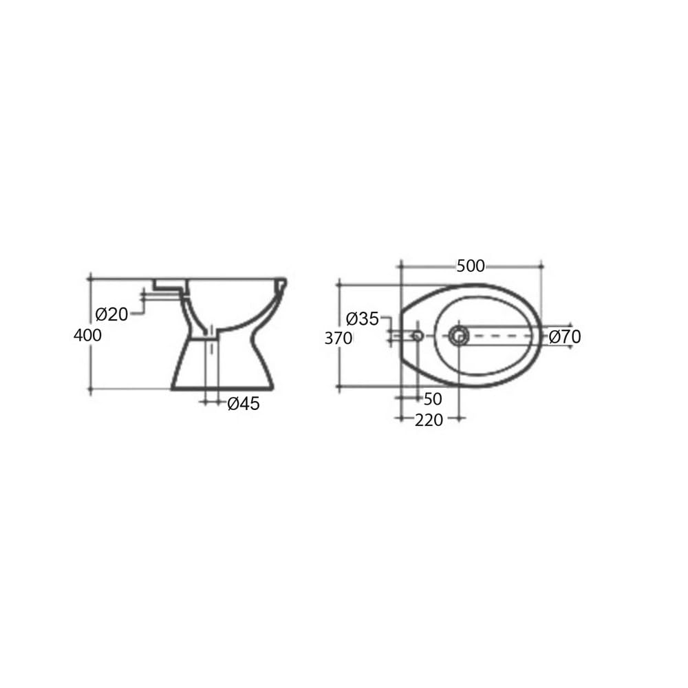 BIDET SERIE KAILA Sanitari Ceramica LINPHA Erogazione Rubinetto