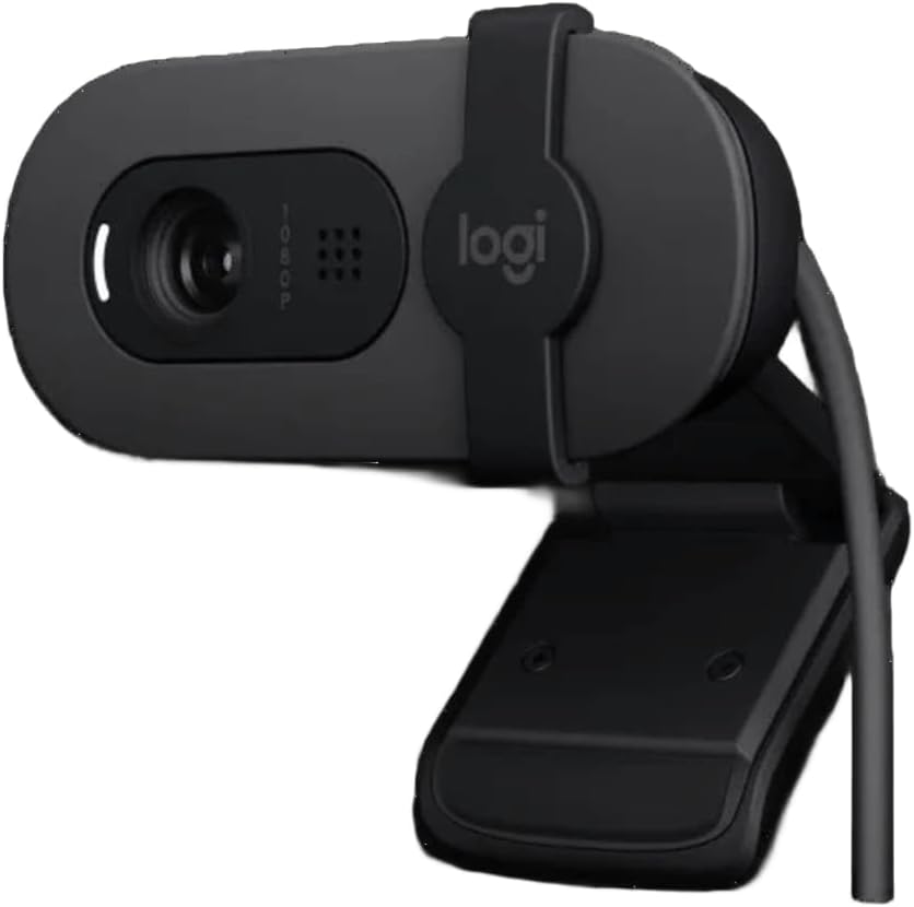 Logitech Brio 100 Full HD Webcam with Built-in Microphone, Privacy Protection, Auto Light Correction and USB-C Connection - Graphite