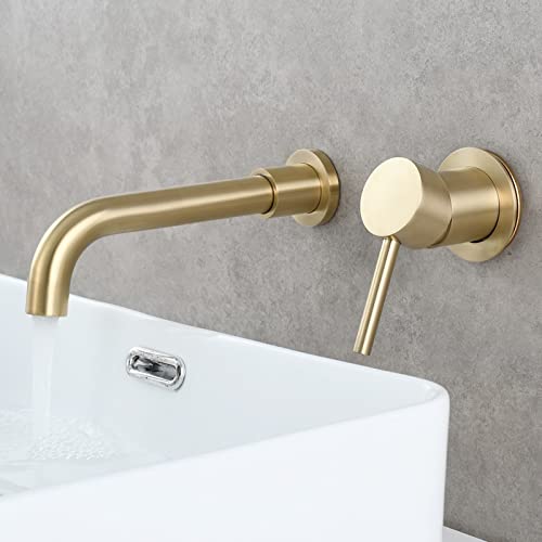 Robinet d'évier à bec pivotant 360 mitigeur salle de bain mural en acier inoxydable
