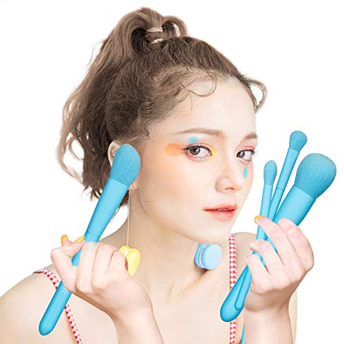 Makeup Brush Set for Powder, Contour, Blush, Eyeshadow, Eyeliner, Blending, Precise, Premium Synthetic Makeup Brush Christmas Gift Set of 8, Blue