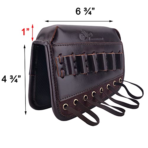 Wayne's Dog Leather Gun Buttstock, Rifle Cheek Rest Raise Ammo Holder For 30-30, 30-06, 308, 45-70 (Upgrade - Dark Brown) #TOP3