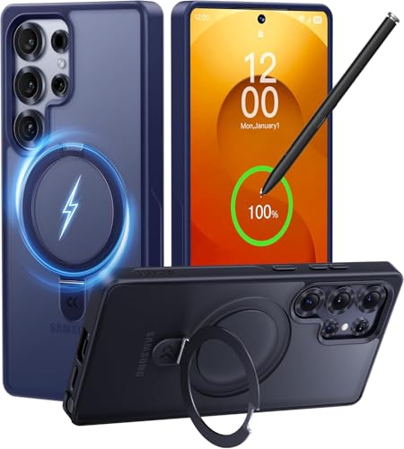 CASEKOO World's First 3-in-1 Magnetic Ring Stand for Samsung Galaxy S25 Ultra case | Patented Design, 16FT Military Drop Protection, Magsafe Compatible | Slim Matte Translucent Cover 6.9