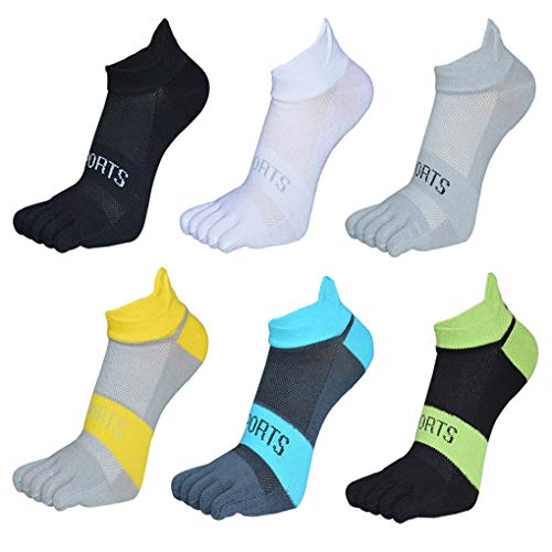 6 Pair Men's Cotton Breathable Five Finger Toe Socks No Show Mesh Casual Sports Socks