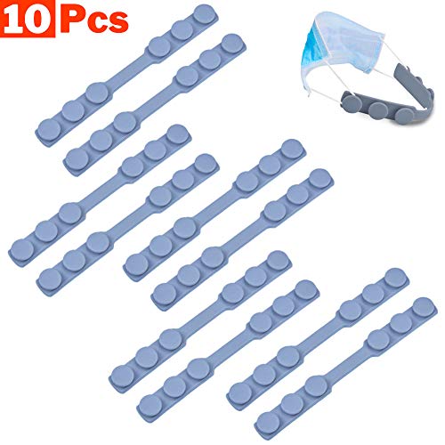 Letton Extensores de Correa de máscara de Silicona de 10 Piezas, se extienden cómodamente para la Banda de la máscara, Protectores auditivos para la máscara, Hebilla de extensión de la máscara, Gris