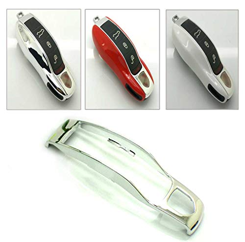 carmonmon Smart Key Center Middle Trim Shell Cover Decal for Porsche 911 918 Panamera Macan Cayenne Cayman Boxster (Chorme Silver)