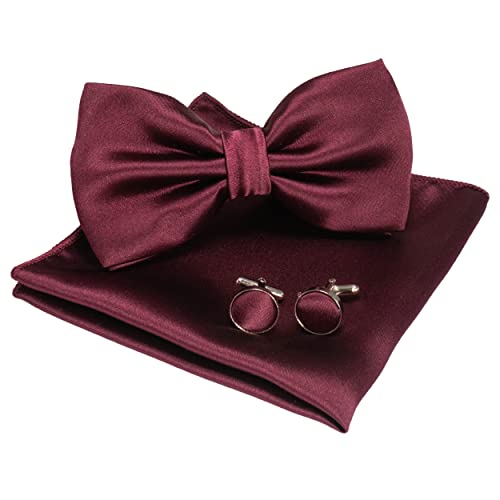 JEMYGINS Herren Fliege Kastanienbraun5 Satin Fliege und Einstecktuch mit...