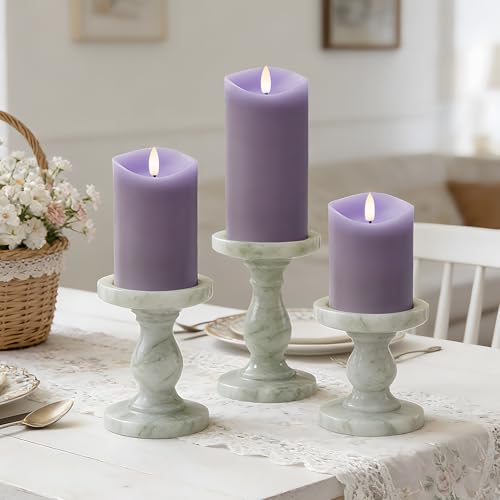 Image of Pastel Purple LED Real Wax Made Flameless Battery-Operated Pillar Candles