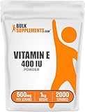 BulkSupplements.com Vitamin E 400 IU Powder - as D-Alpha Tocopherol, Vitamin E Supplements - Gluten Free, 500mg per Serving, 1kg (2.2 lbs) (Pack of 1)