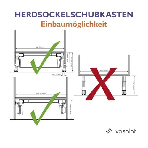 Küchenunterschrank Herdsockelschubkasten Schublade f. Einbauherd 60cm 4teilig