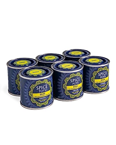 Spice Pots - Curry en polvo Bhuna - Ingredientes 100 % naturales - Polvo de curry indio vegano y sin gluten - Mezcla de especias secas para pescado, pollo y platos vegetarianos (calor medio) - 6