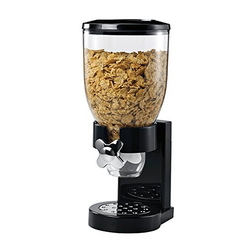 Shine ® Single Cereal Dispenser Dry Food Container Pasta Kitchen Machine White & Black (Black)
