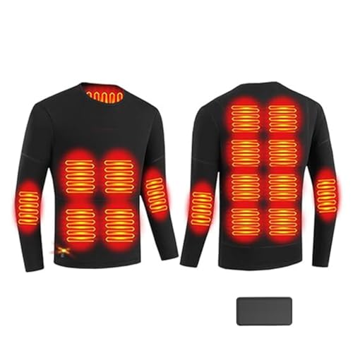 USB Electric Heated Underwear Shirt, 16 Heating Zone Thermal Base Layer Top for Men Outdoor Activities