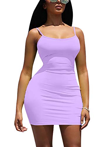 Image of LCNBA Sexy Spaghetti Strap Tank Dress Basic Backless Bodycon Club Party Mini Dress