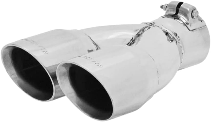 15307 Exhaust Tip 3 Inch Dual Angle Cut Polished 304 Stainless Steel Fits 2.5 Inch Tubing Clamp on