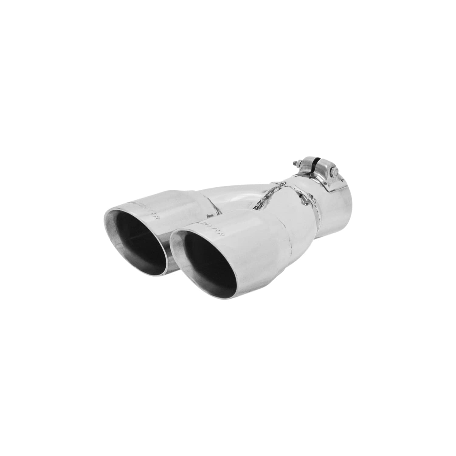 15307 Exhaust Tip 3 Inch Dual Angle Cut Polished 304 Stainless Steel Fits 2.5 Inch Tubing Clamp on