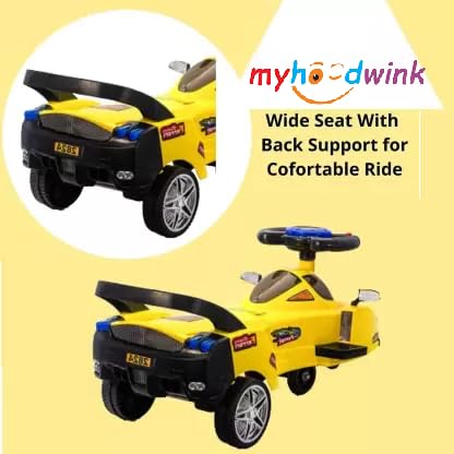 Image of myhoodwink Baby Magic Car for Kids, Ride-on Baby Car, Kids Push Car, Swing Car |Comfortable Seats Durable Ridor Ride on Toy Car for Kids, Twister Ride on, Magic Toy Car, Push Rider, Age 2+ (Yellow)
