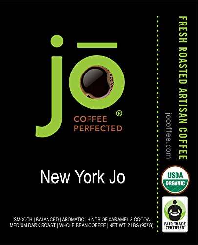Image of NEW YORK JO: 2 lb Organic Coffee, Medium-Dark Roast, Whole Bean | Our Signature Blend, USDA Fair Trade Kosher Certified, NON-GMO, Gluten Free, 100% Specialty Gourmet Arabica from Jo Coffee