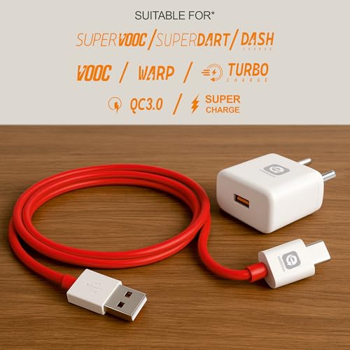 Image of Original 100Watt Super VOOC USB Fast Charger Adapter with 6A USB to Type C Cable | Super Dart, Warp, Turbo, PPS, QC 3.0 Support | Compatible with realme, OnePlus, Android