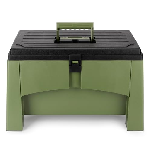 Yolco ST2 Green 3-in-1 Camping Trittstufe & Aufbewahrungsbox für Wohnmobil & Wohnwagen mit Werkzeugeinlage, Belastbar bis 200-kg