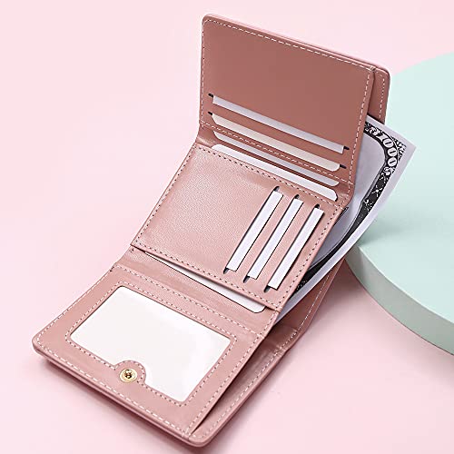 Women Cute Small Dinosaur Wallet Girls Pu Leather Short Bifold Coin Purse Card Holder Clutch (Color : Pink)4