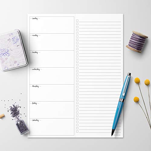 Image of 321Done Magnetic Weekly Planner Notepad, 8.5x11, 50 Sheets, Sunday Start | Made in USA - Weekly Plan Pad for the Fridge with Tear-Off Checklist Column, Undated Days of the Week, Thick Bright White