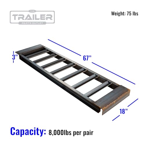 The Trailer Parts Outlet - 3\" Channel Heavy Duty Steel Loading Ramps (8,000 lb Capacity), Pallet (10 Ramps)