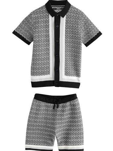 Polo en maille boutonné garçon avec short géométrique chic ensemble été