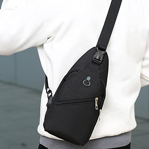 Aosbset Unisex Sling Chest Bag Splash Proof Oxford Cloth Shoulder Fanny Pack Adjustable Strap All-match for Men Women Chest Bag Zipper USB Charging Port Design - Image 4